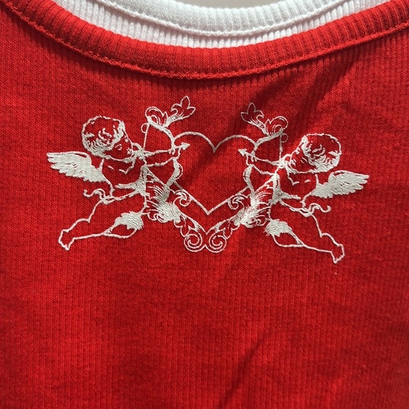 No Boundaries Red and White Camisole with Floral Detail - Picture 2 of 5